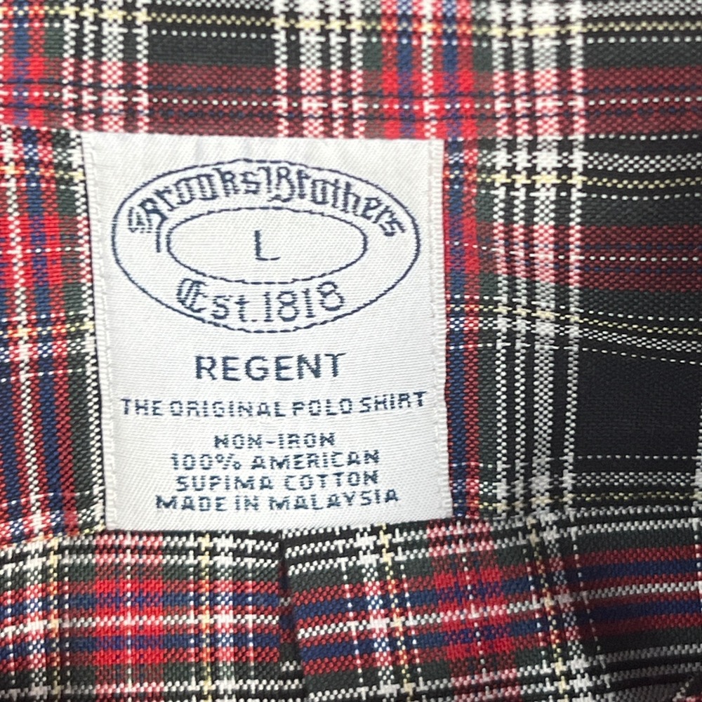 Brooks Brothers Button Down Mens L Black Red Plaid Regent Non-Iron Supima Cotton - Picture 5 of 7